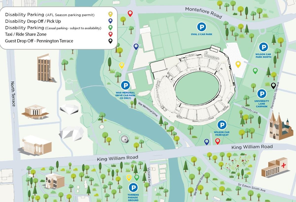 Adelaide Oval Parking Map and Layout