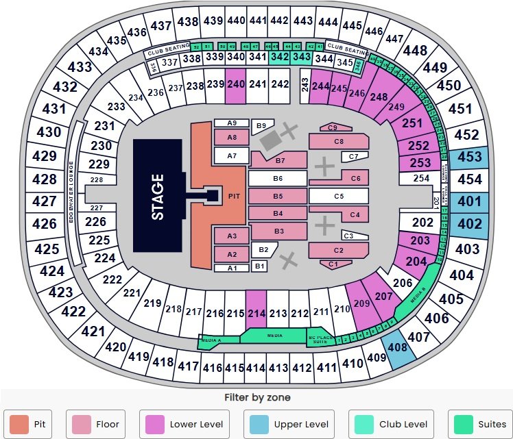 BC Place Concerts Seat Map