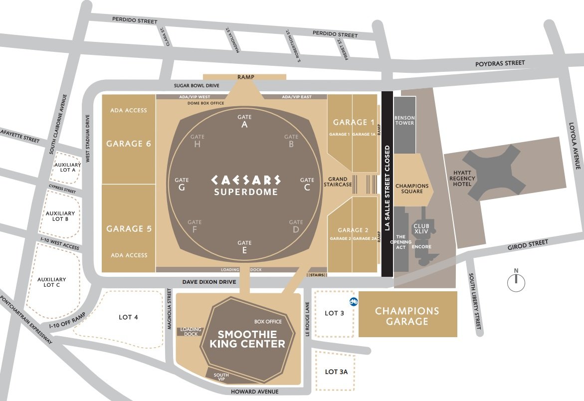 Caesars Superdome Parking Map