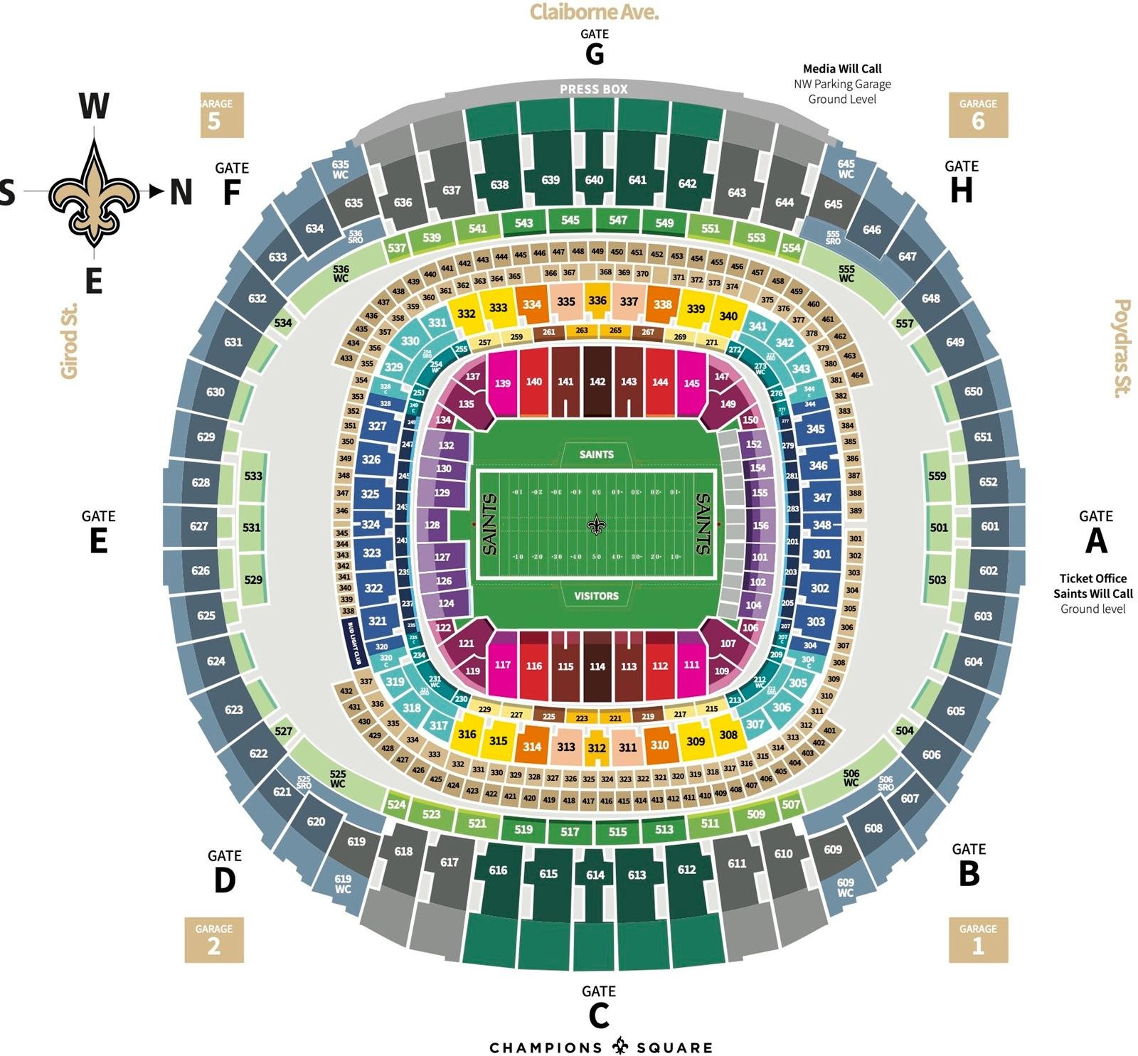 Caesars Superdome New Orleans Saints Seating Chart