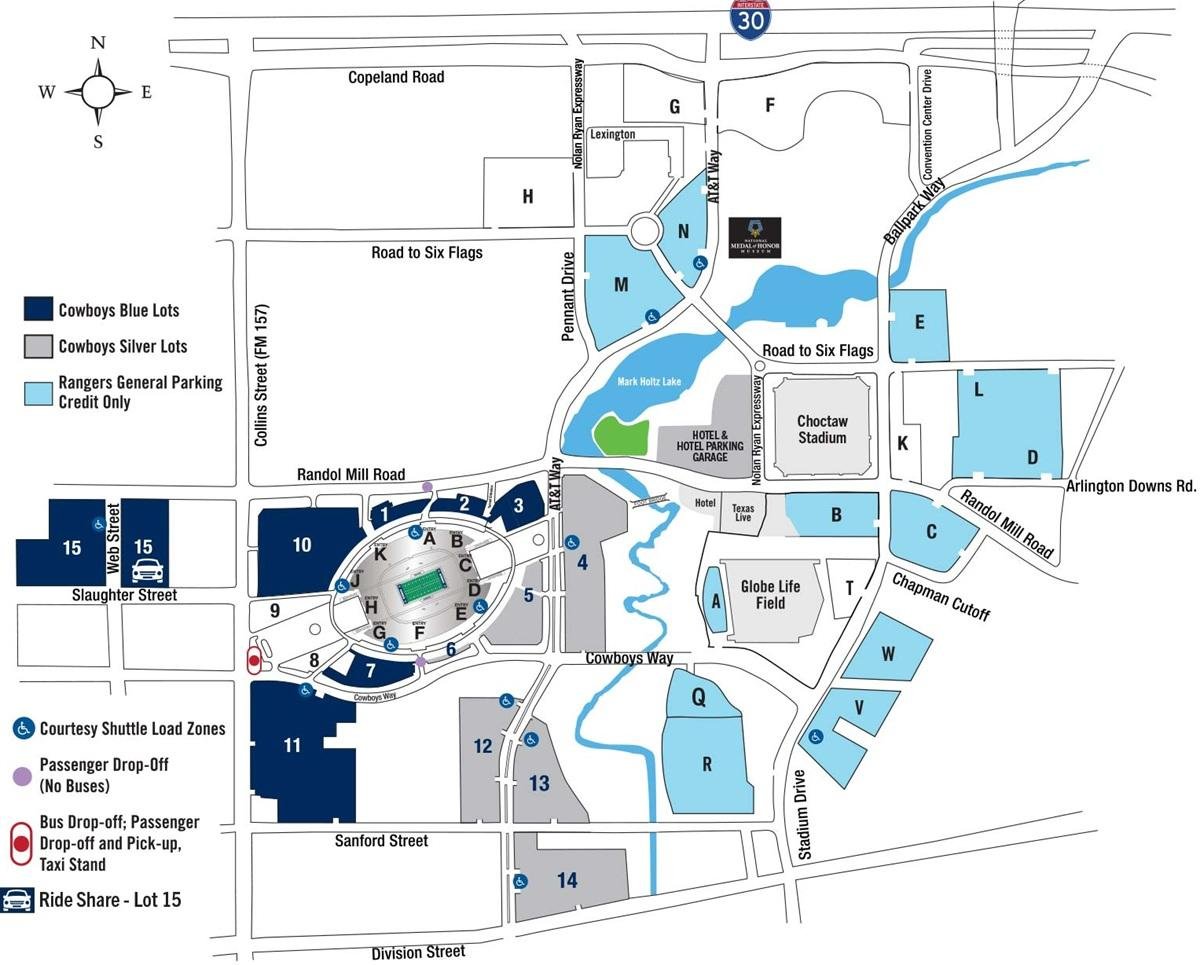 Dallas AT&T Stadium Parking Map
