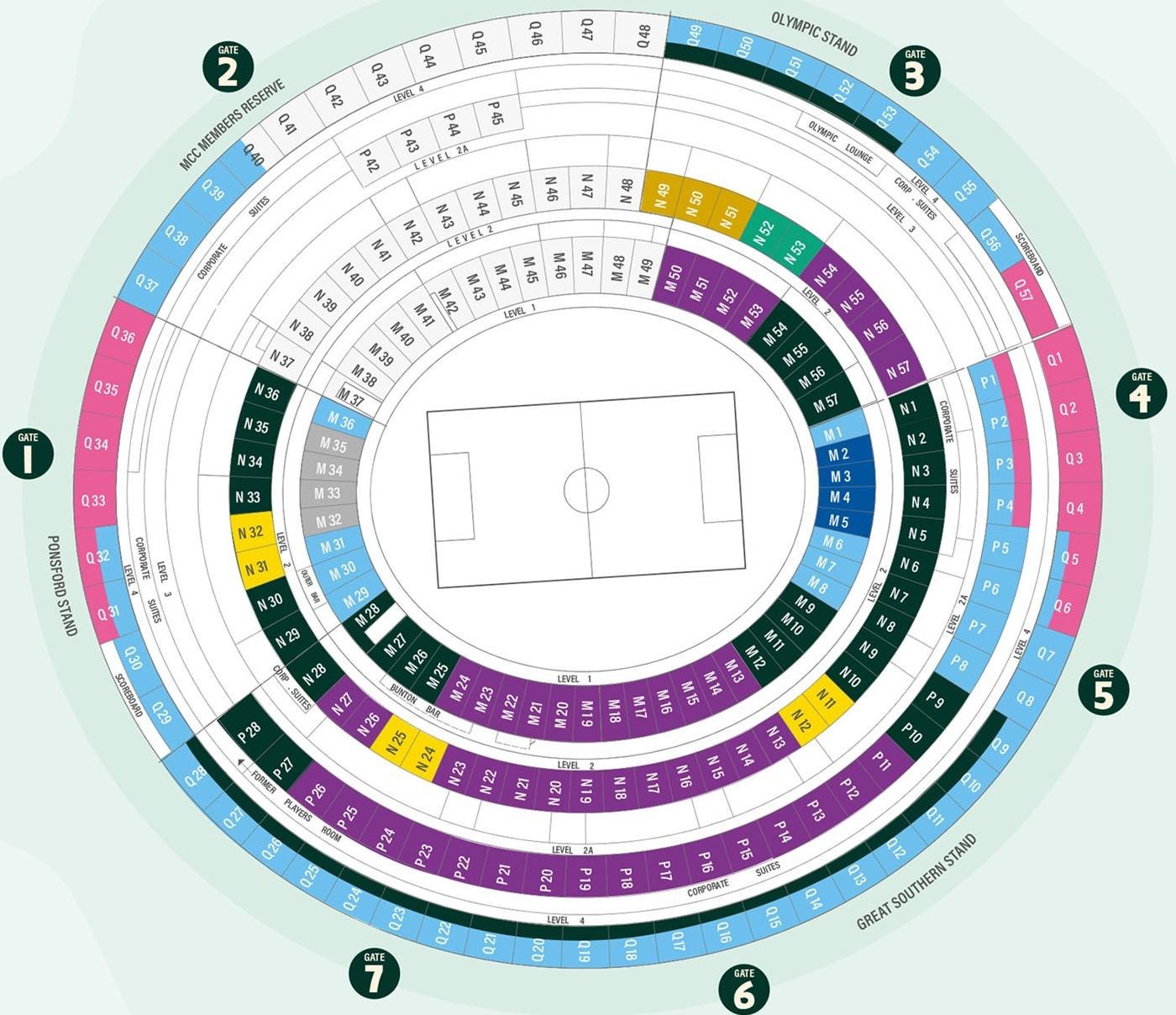 MCG AFL Seat Map for Bes Seats for Football, Soccer and AFL