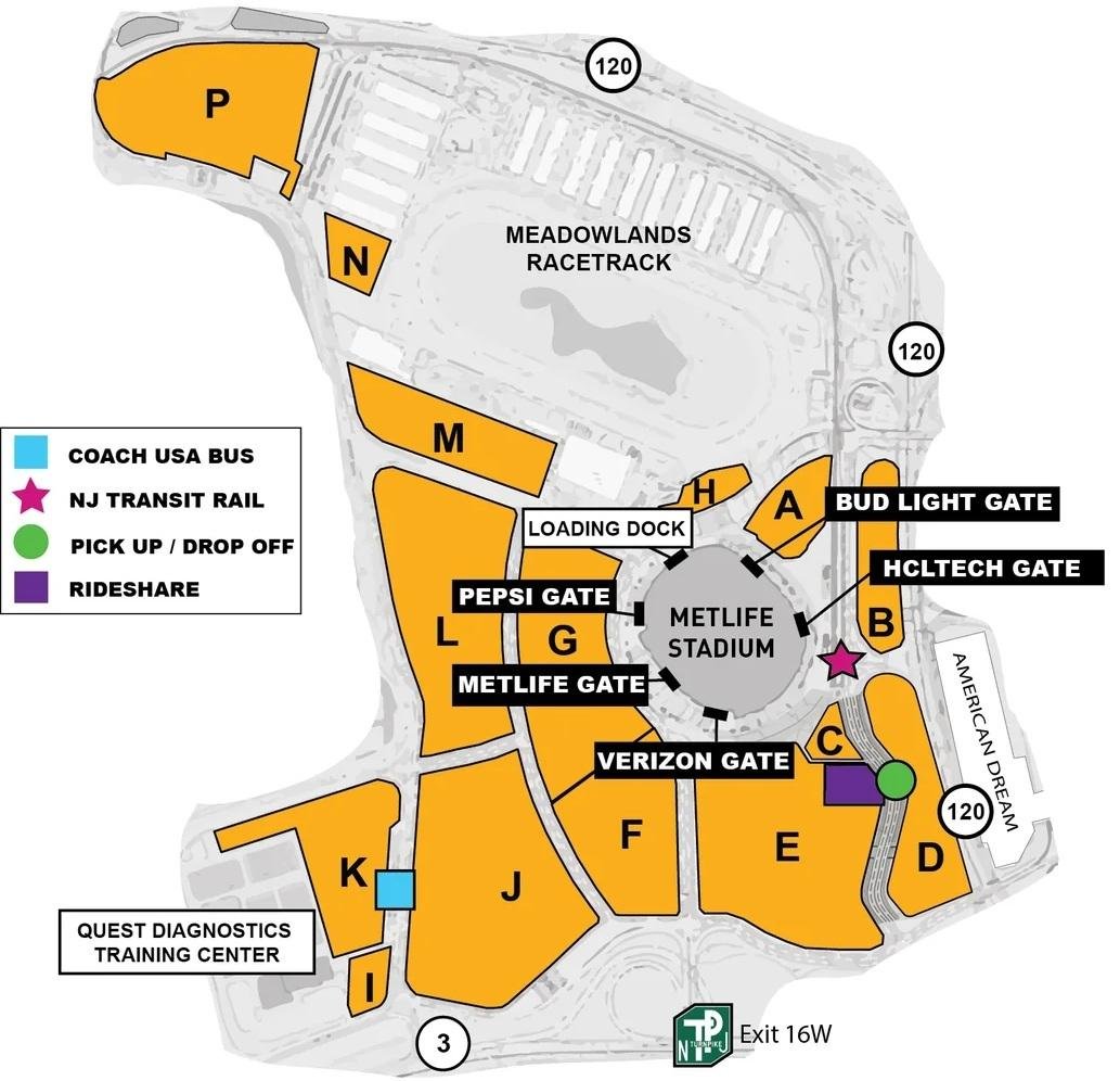 MetLife Stadium Parking Lot Map
