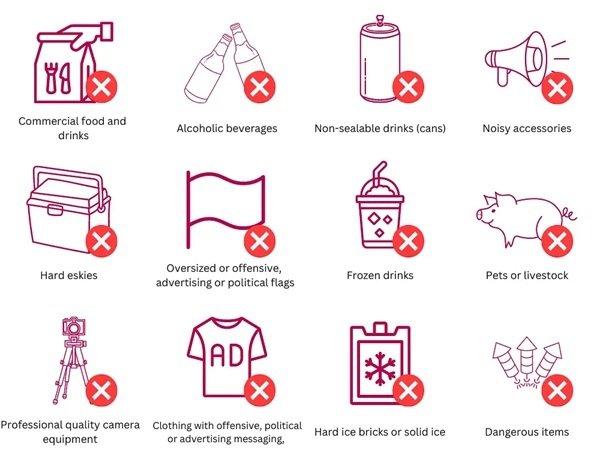 Prohibited Items at the Gabba