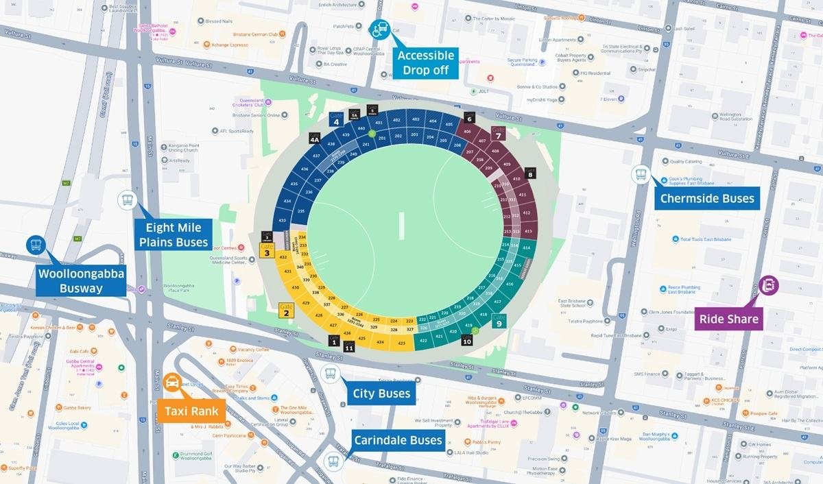The Gabba Public Transport, Parking, Layout