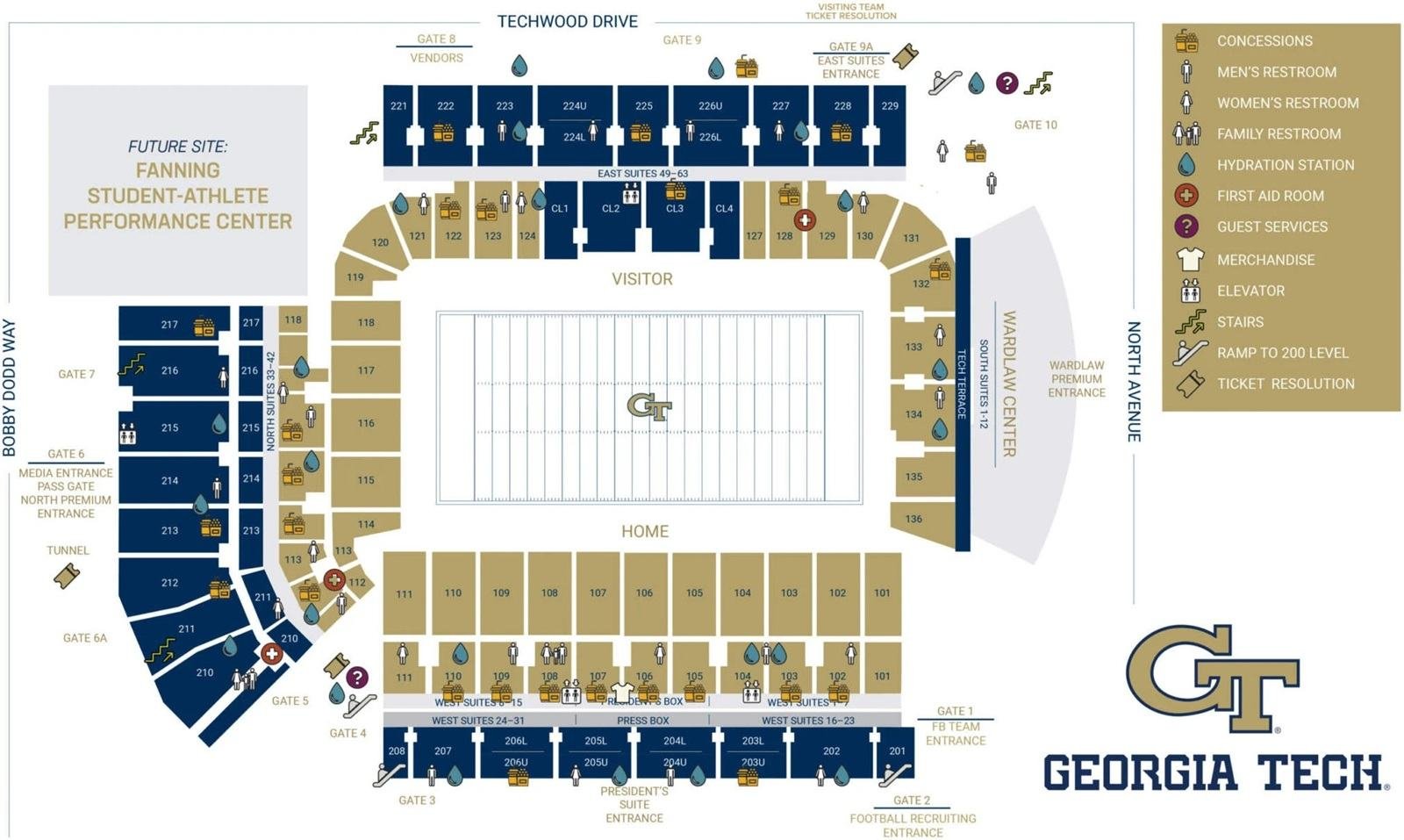 Bobby Dodd Stadium Layout