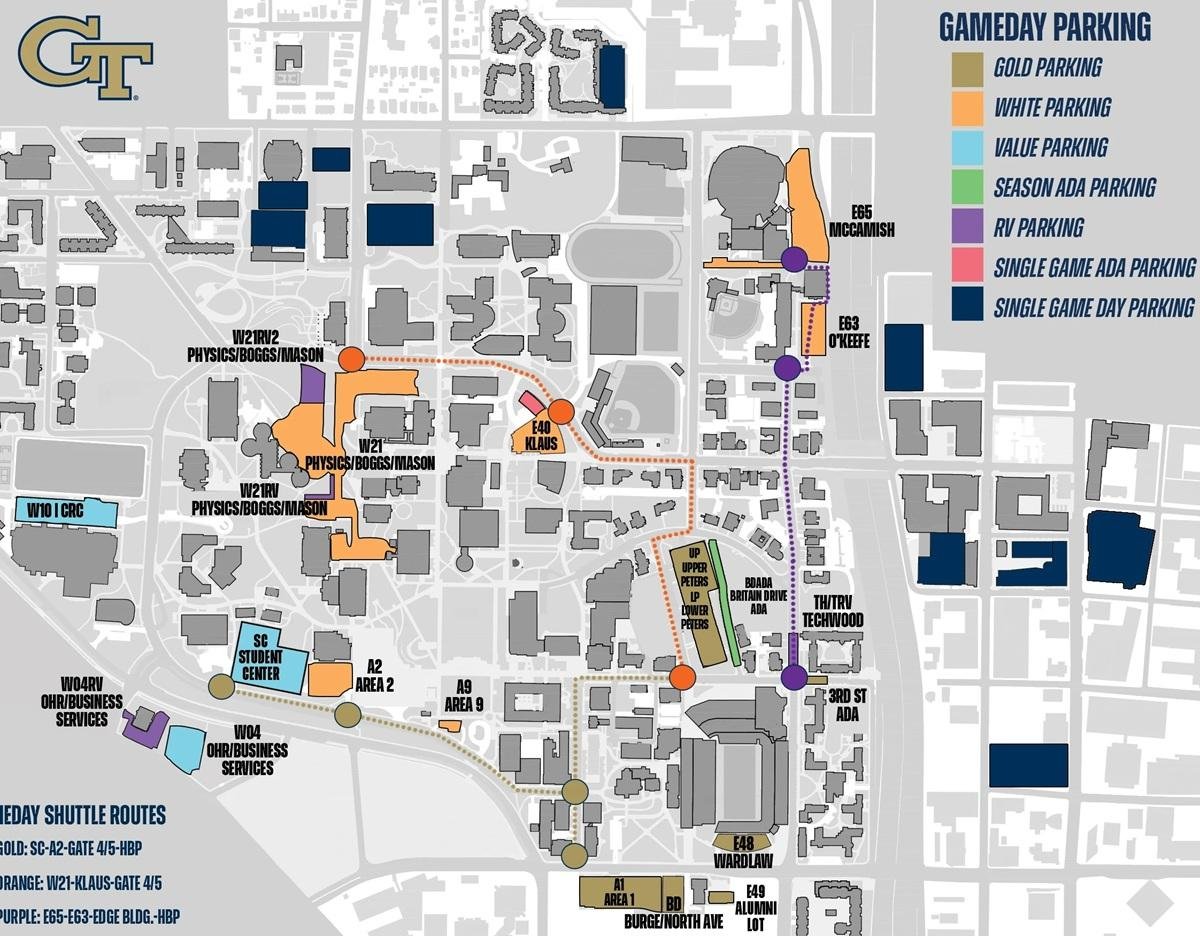 Bobby Dodd Stadium Parking Map