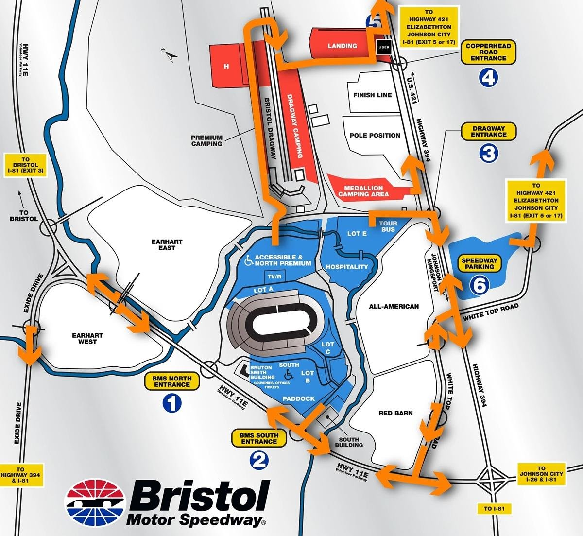 Bristol Motor Speedway Egress Map