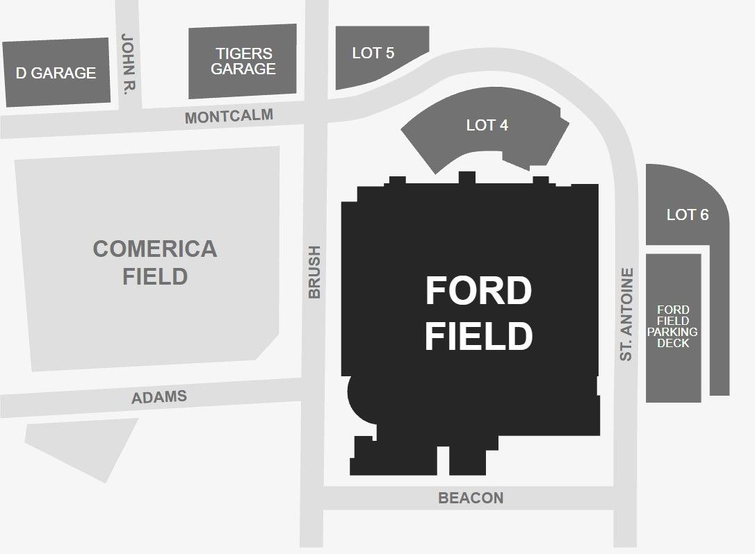 Ford Field Bruno Mars Parking Lots