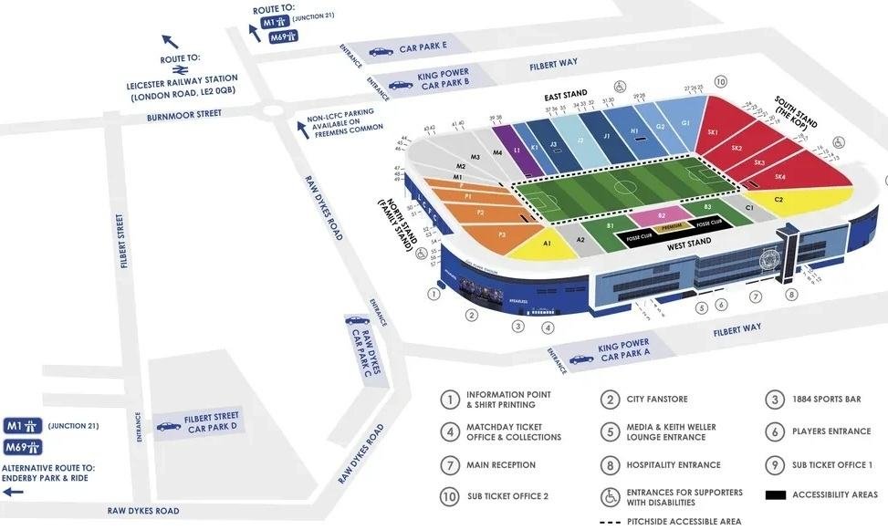 King Power Stadium Layout and Parking
