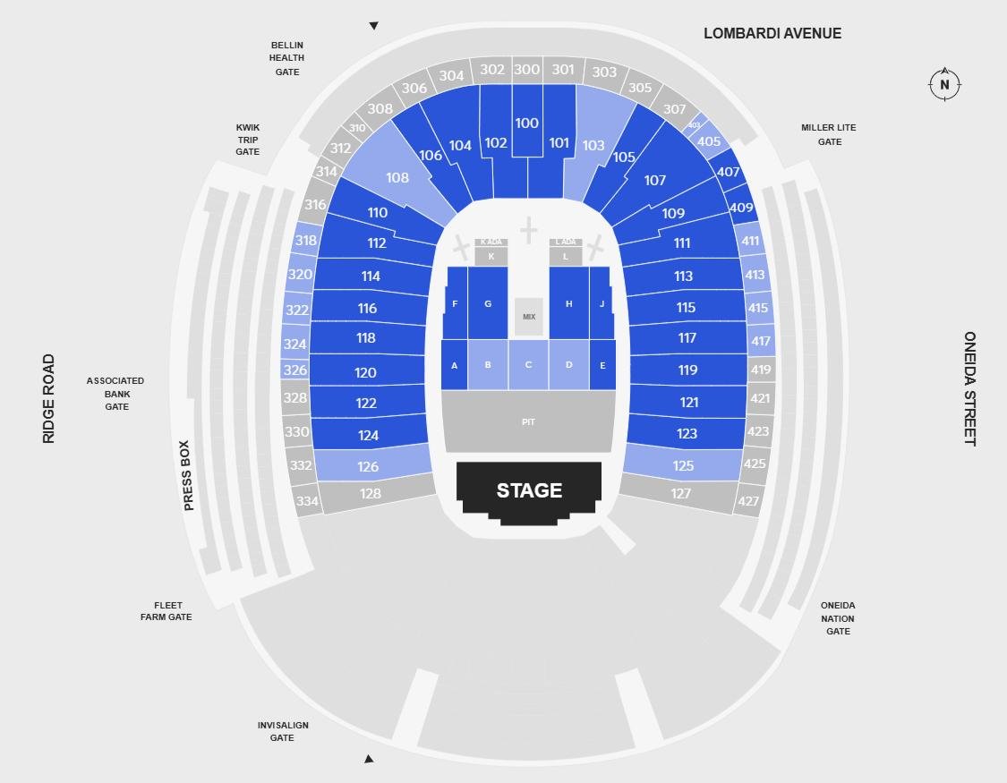 Lambeau Field Concerts Seating Chart