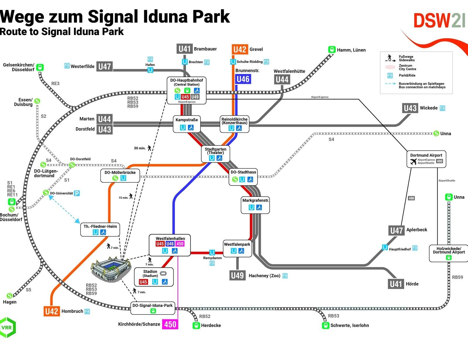 Signal Iduna Park Public Transport and Access Map