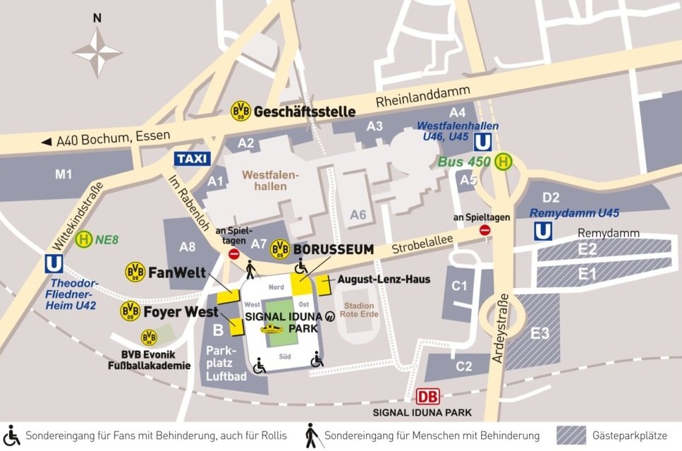 Signal Iduna Park Parking Map and Access
