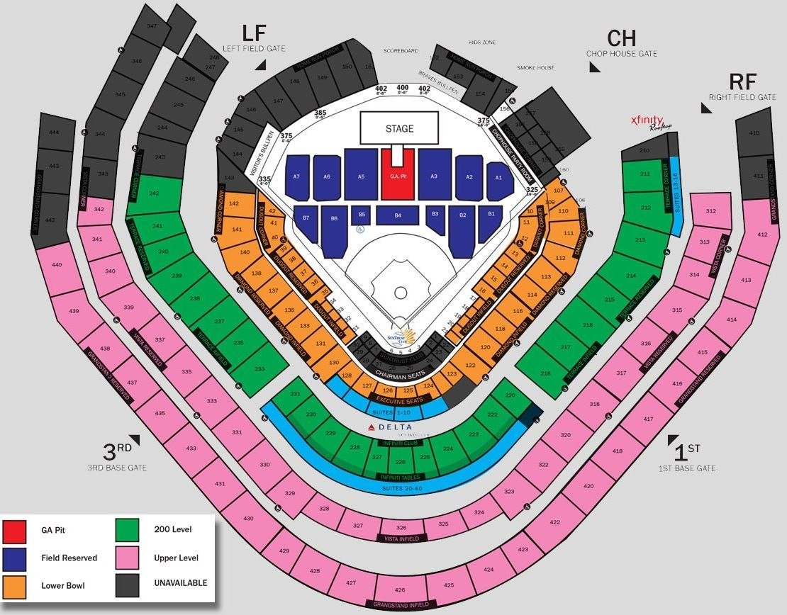Truist Park Seating Chart for Concerts