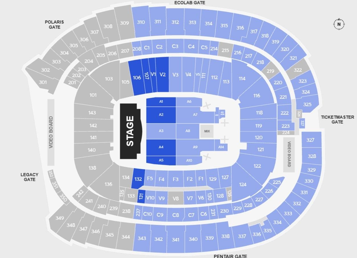 US Bank Stadium Bruno Mars Concert Seating Chart