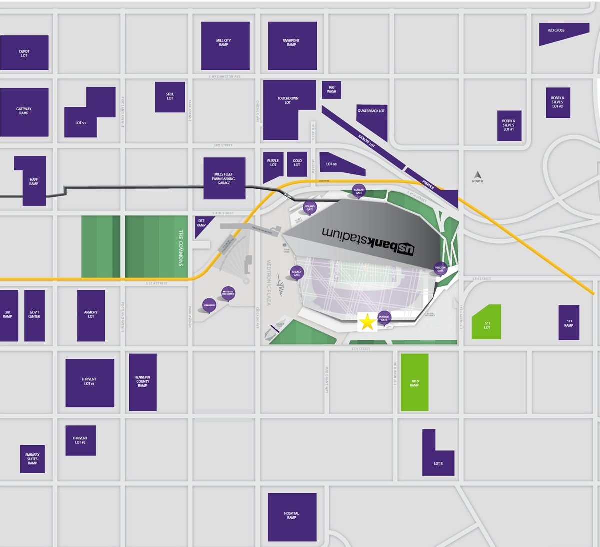 US Bank Stadium Parking Map