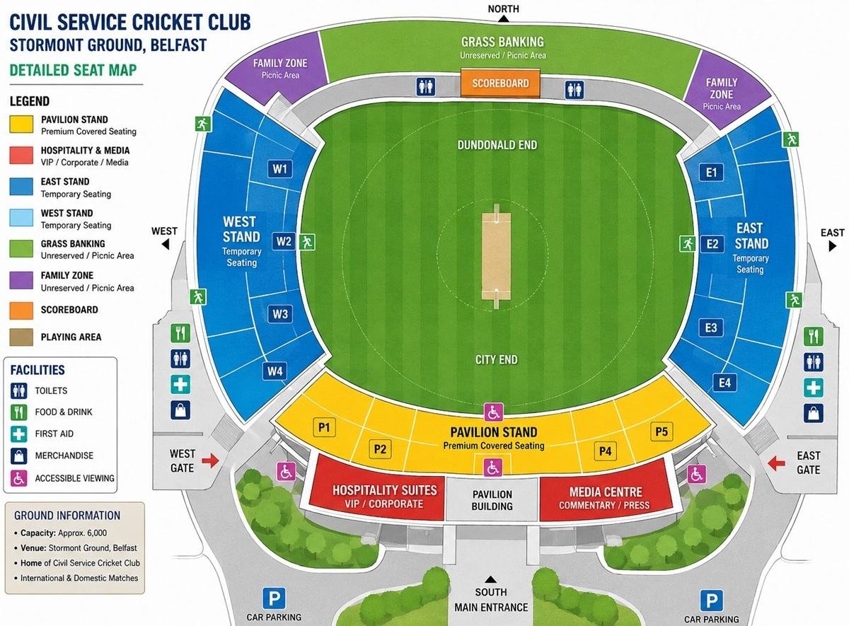 Civil Service Cricket Club Belfast Seat Map