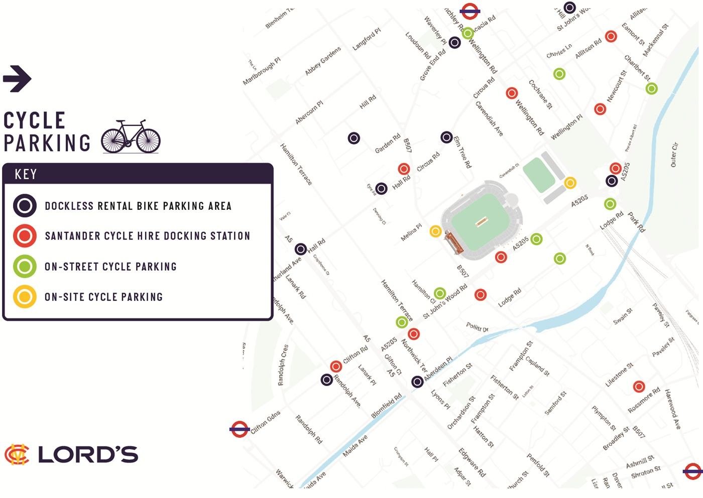 Lords Cricket Ground Cycle Parking Map
