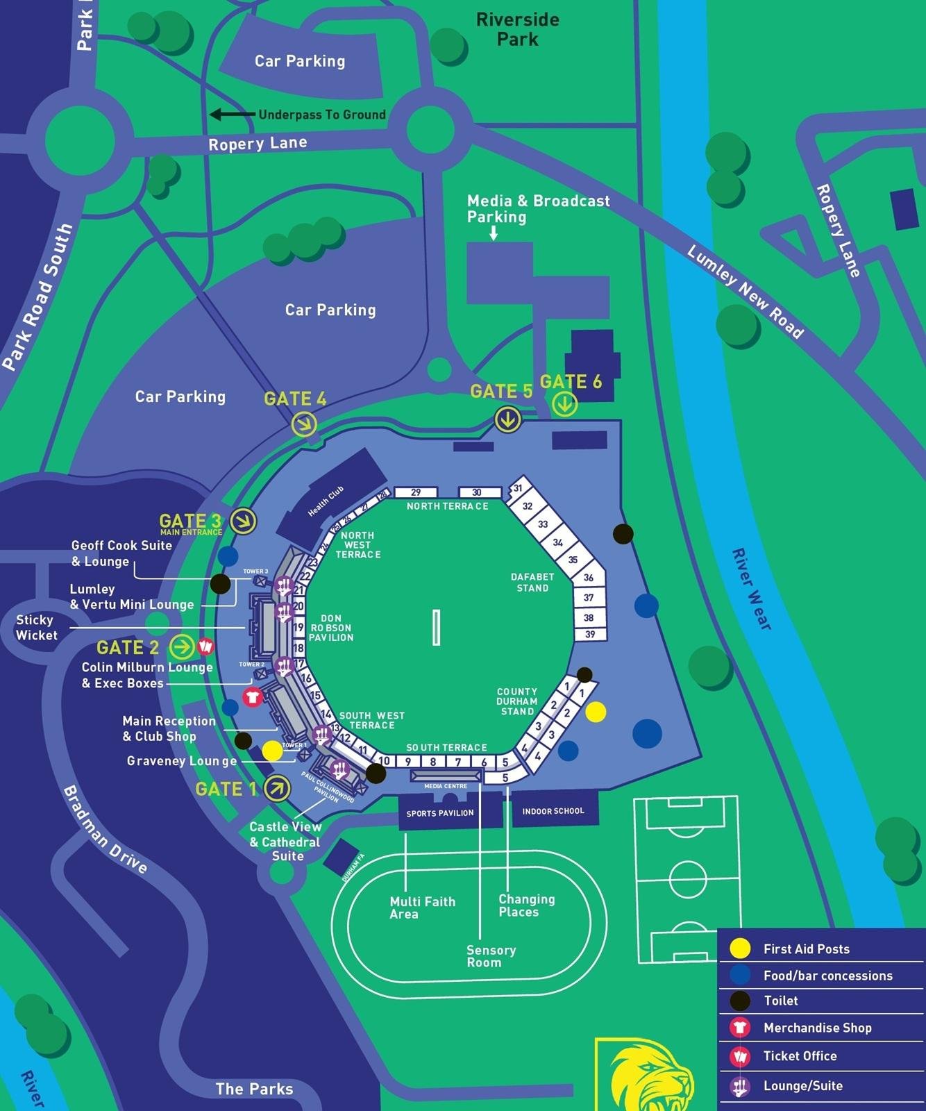 Riverside Cricket Ground Parking Map