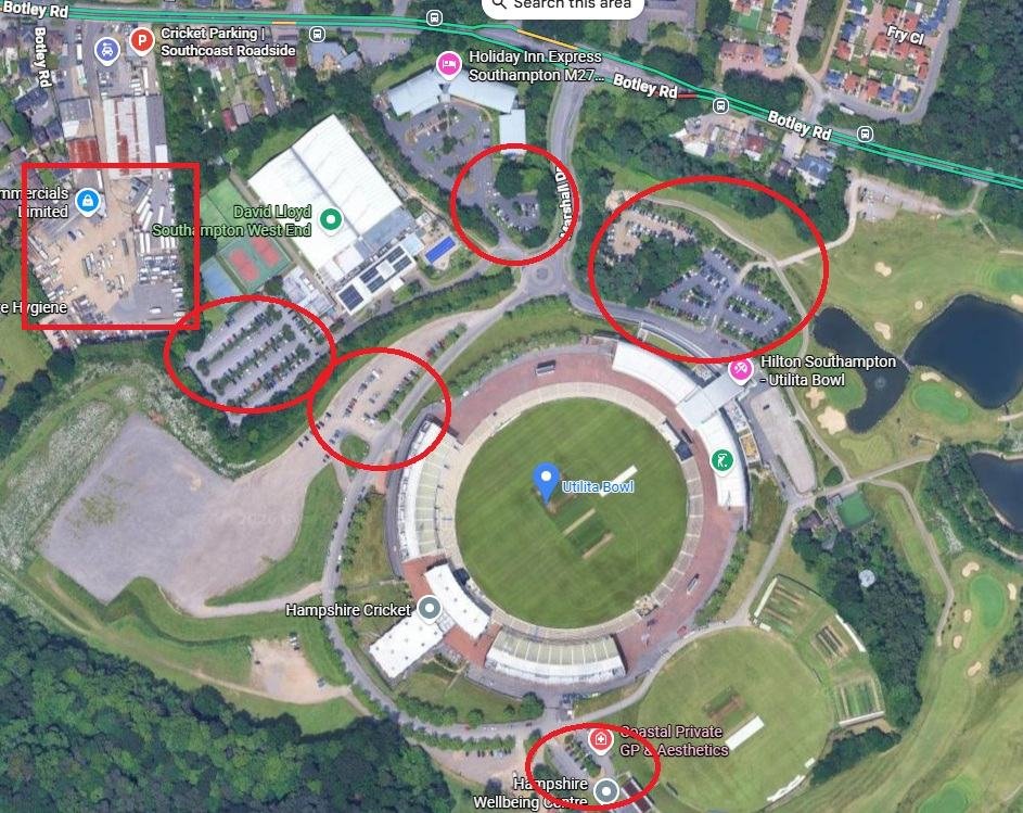 Southampton Rose Bowl Cricket Ground Parking Map