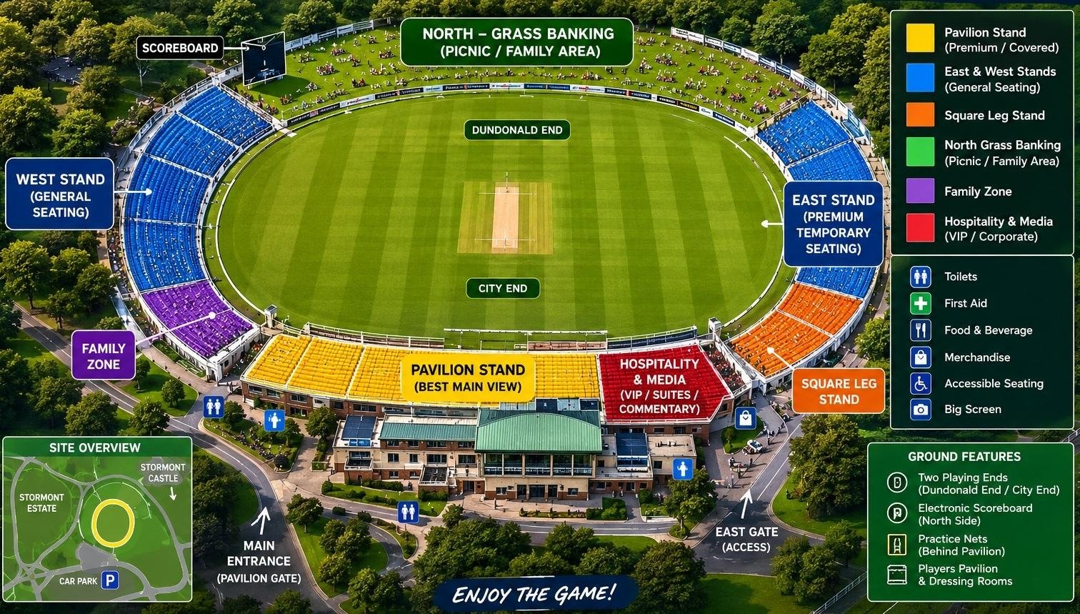 Stormont Cricket Ground Seating Plan and Best Seats