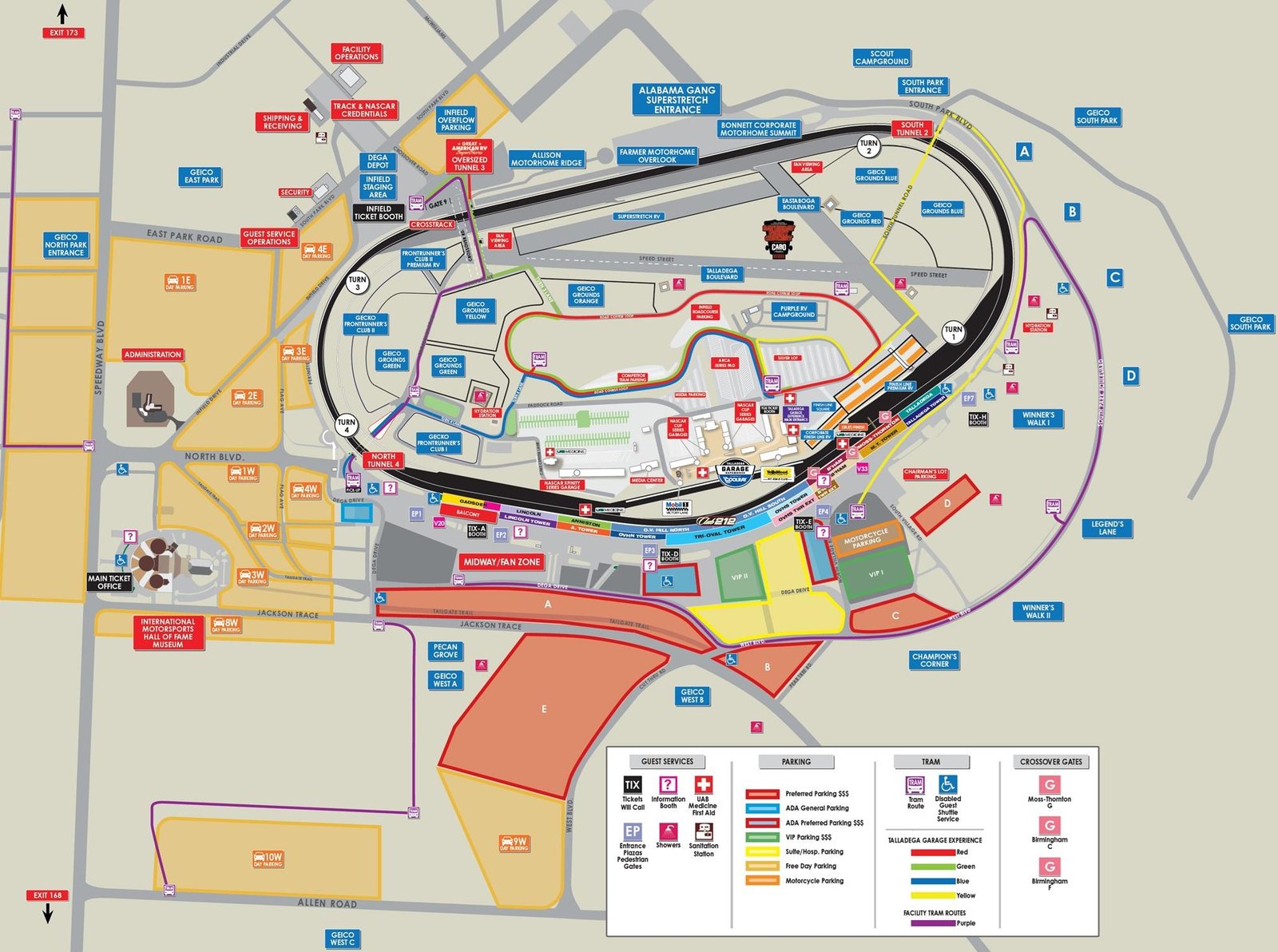 Talladega Superspeedway Layout and Parking
