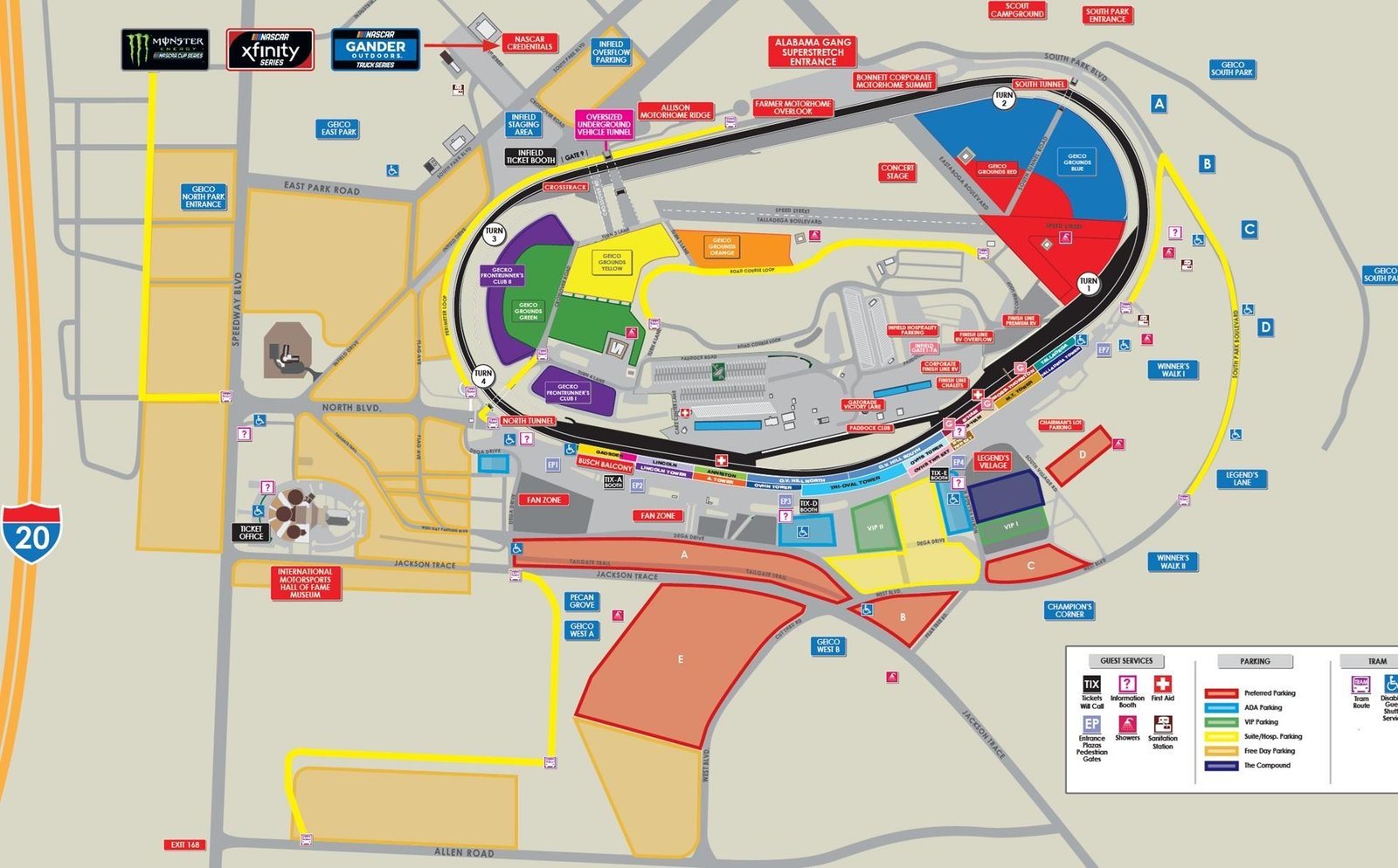 Talladega Superspeedway Parking Map