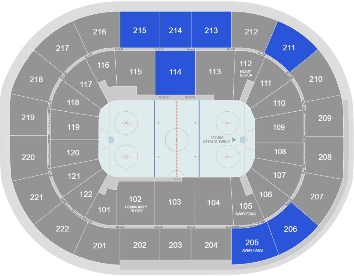 AO Arena Seating Plan for Ice Hockey