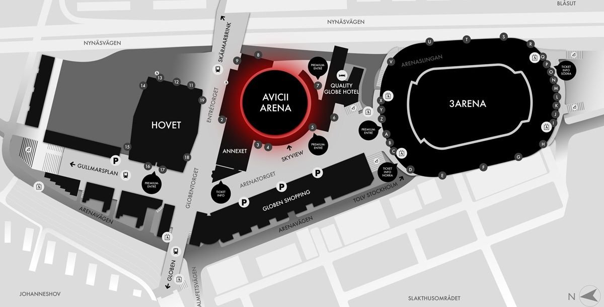 Avicii Arena Parking Map Layout