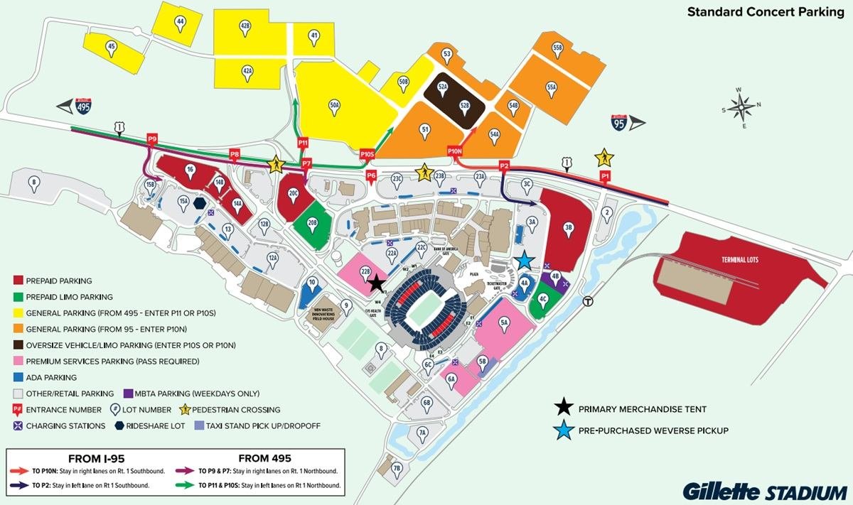 BTS Concert Gillette Stadium Parking Map