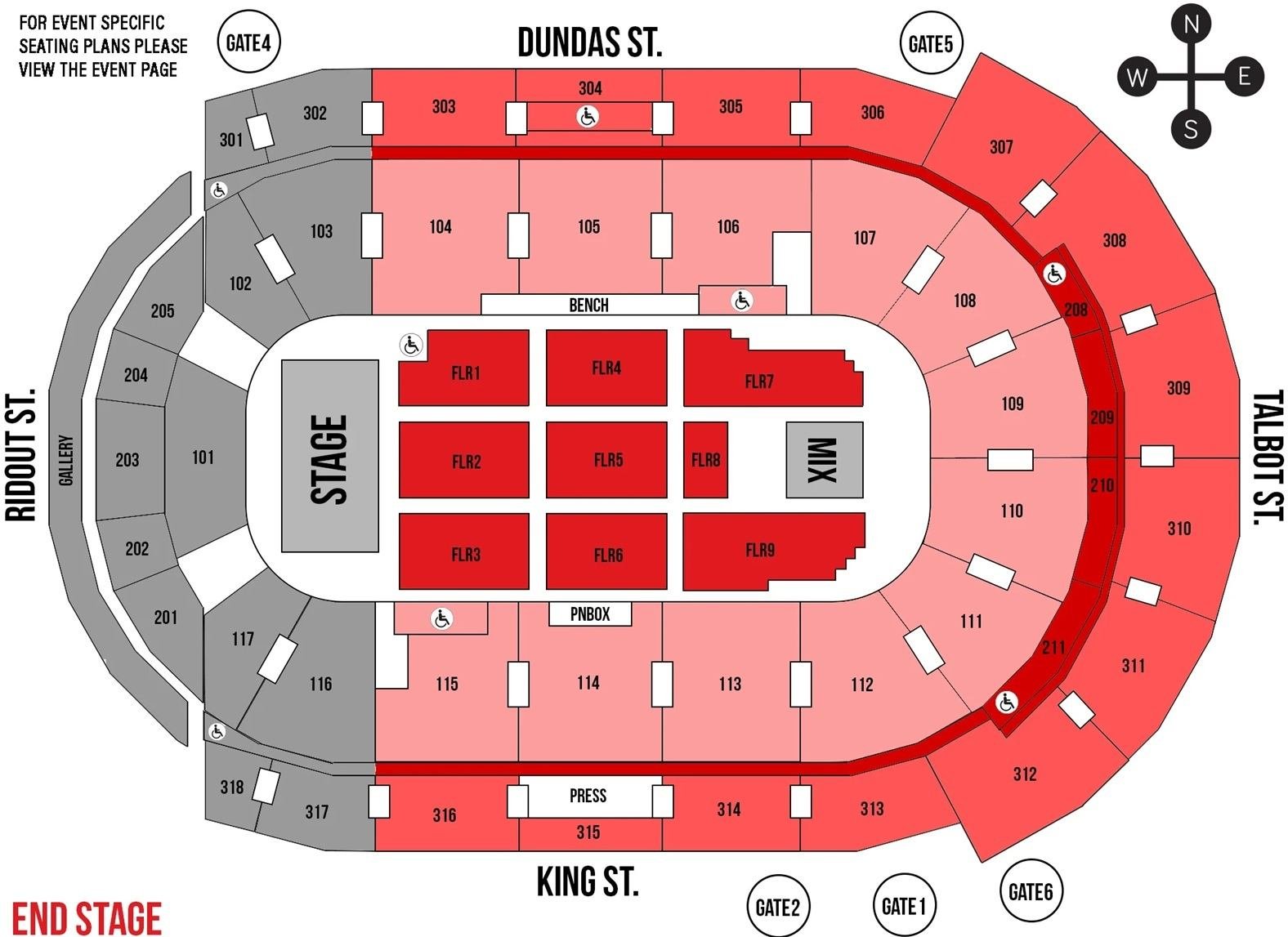 Canada Life Place Concert Seating Chart in End Stage Layout