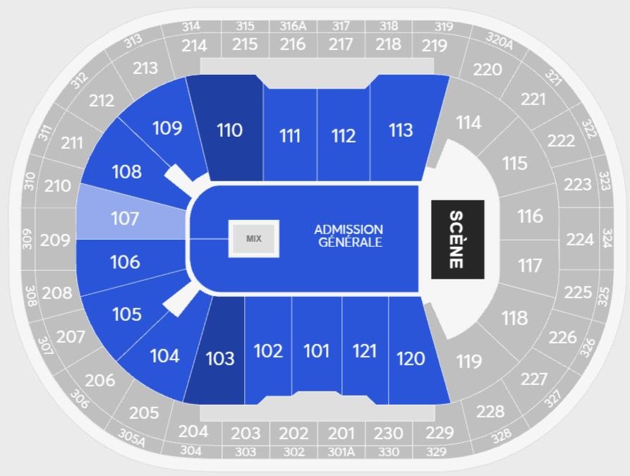 Centre Videotron Concert Seat Layout