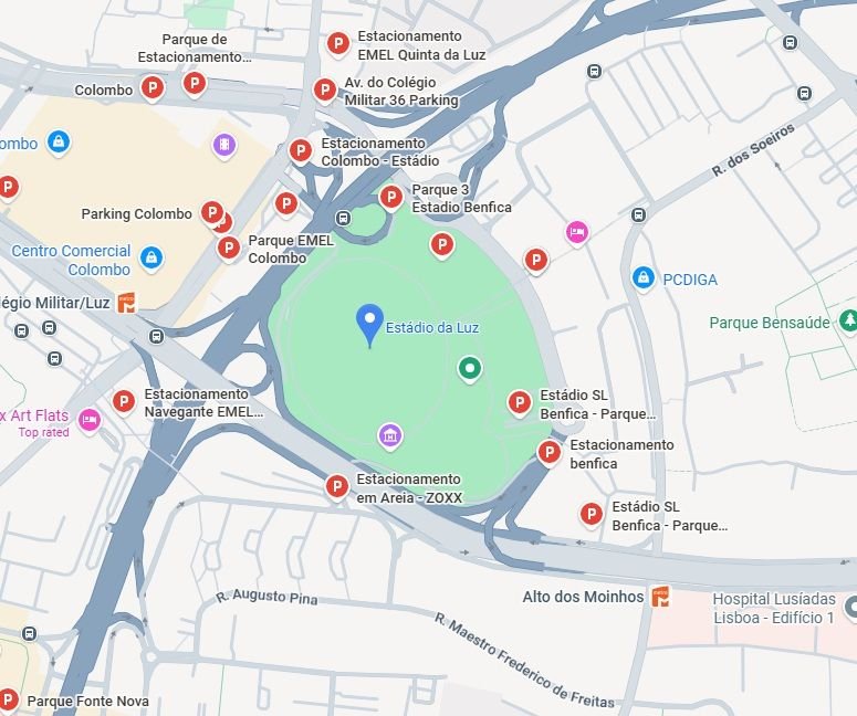 Estádio da Luz Parking Map