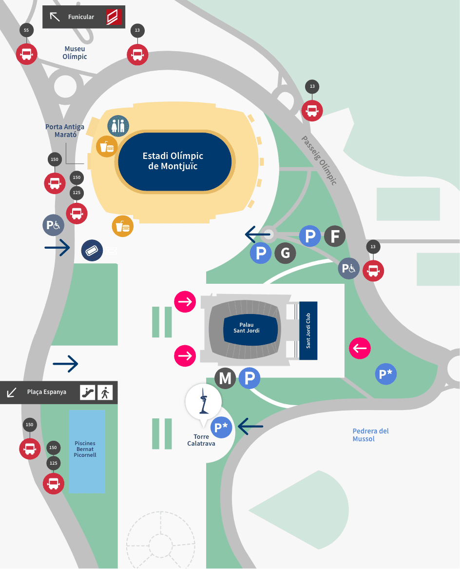 Palau Sant Jordi Parking Map and Layout
