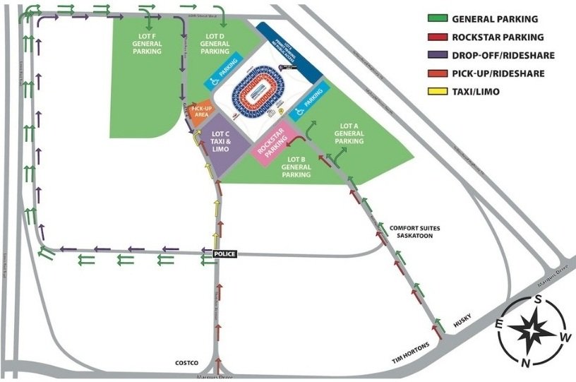 SaskTel Centre Parking Map