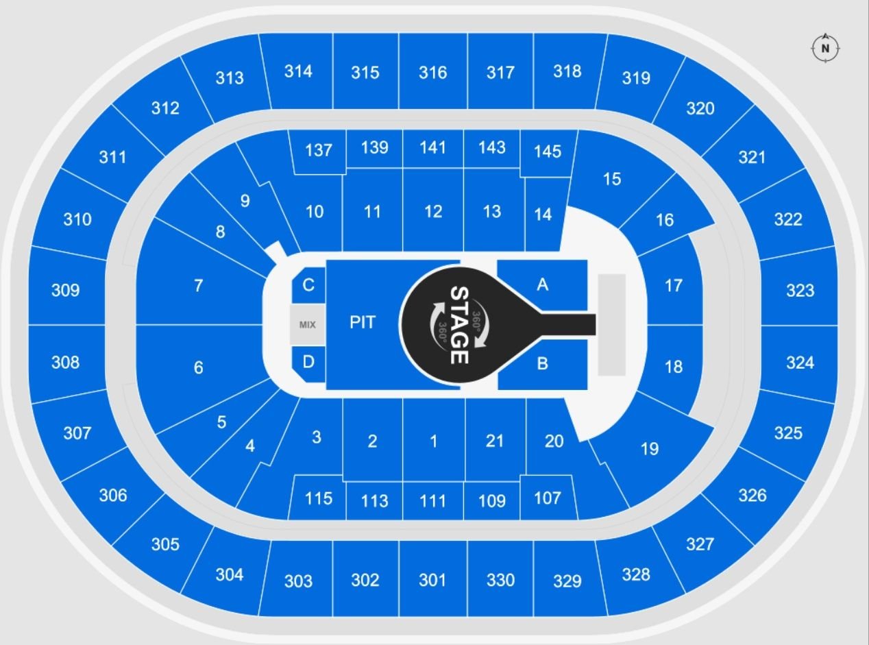 TD Garden Concert Seating Chart in Center Stage Layout