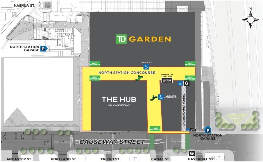 TD Garden Entrance and Parking Location Map