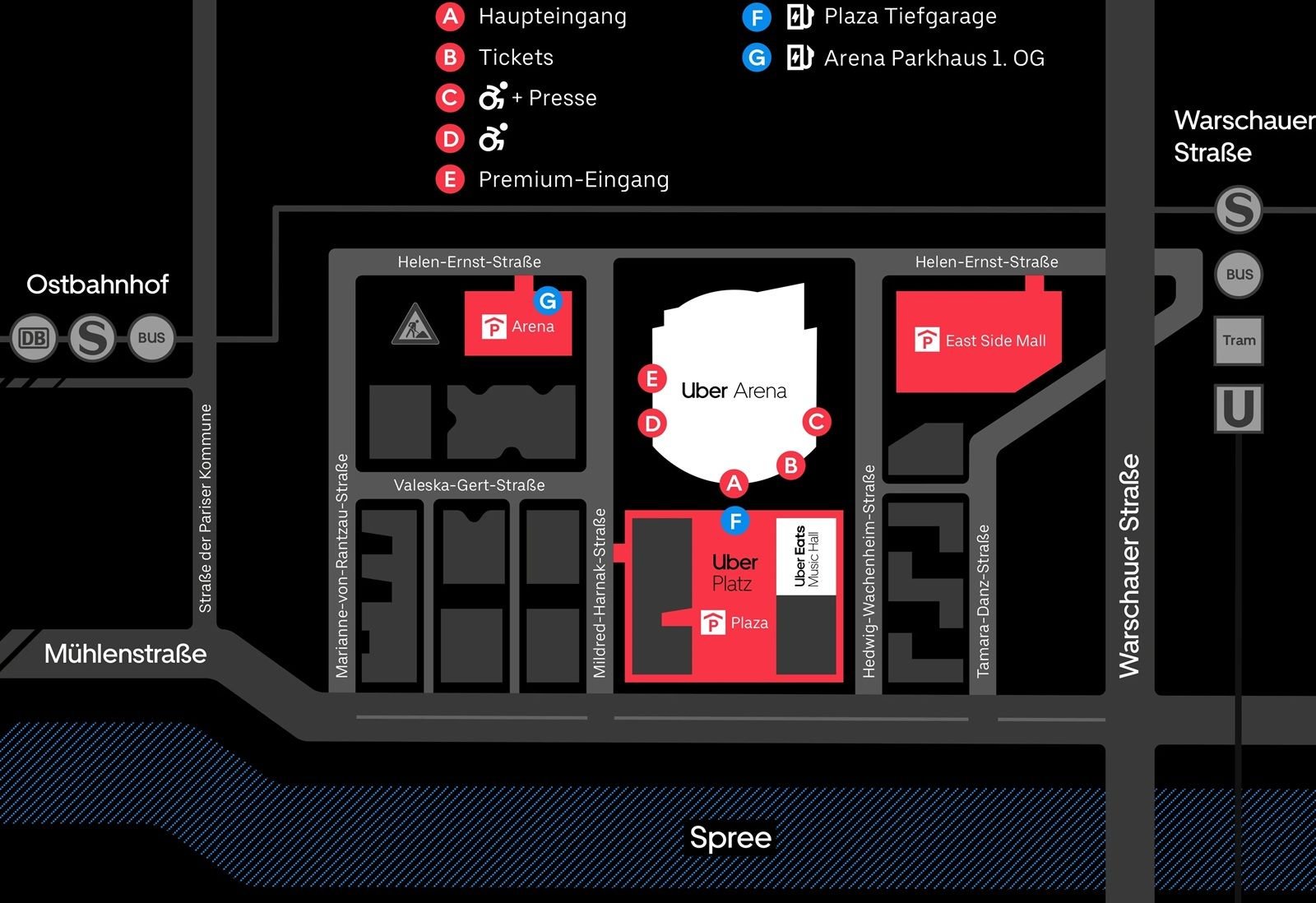 Uber Arena Parking Map