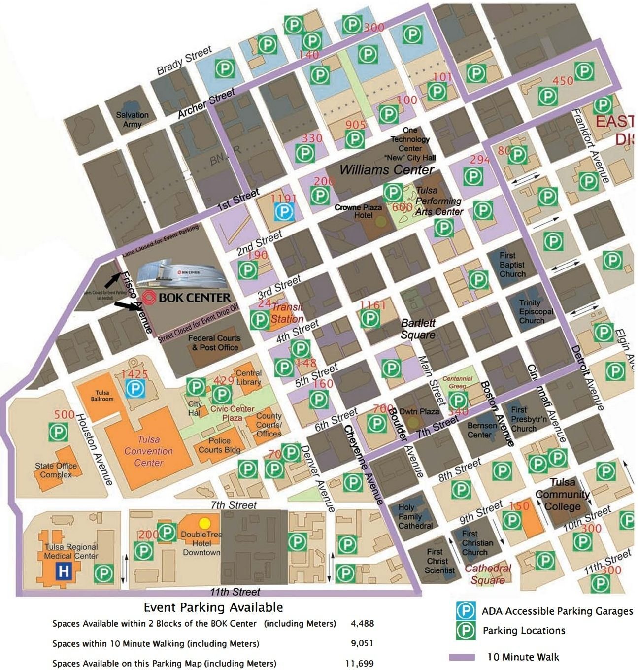 BOK Center Parking Map