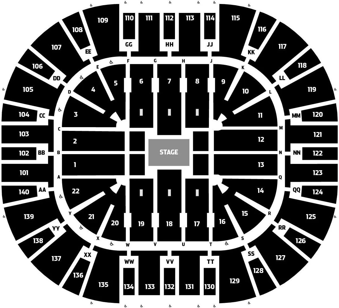 Delta Center Seating Chart for Concert in Round Stage