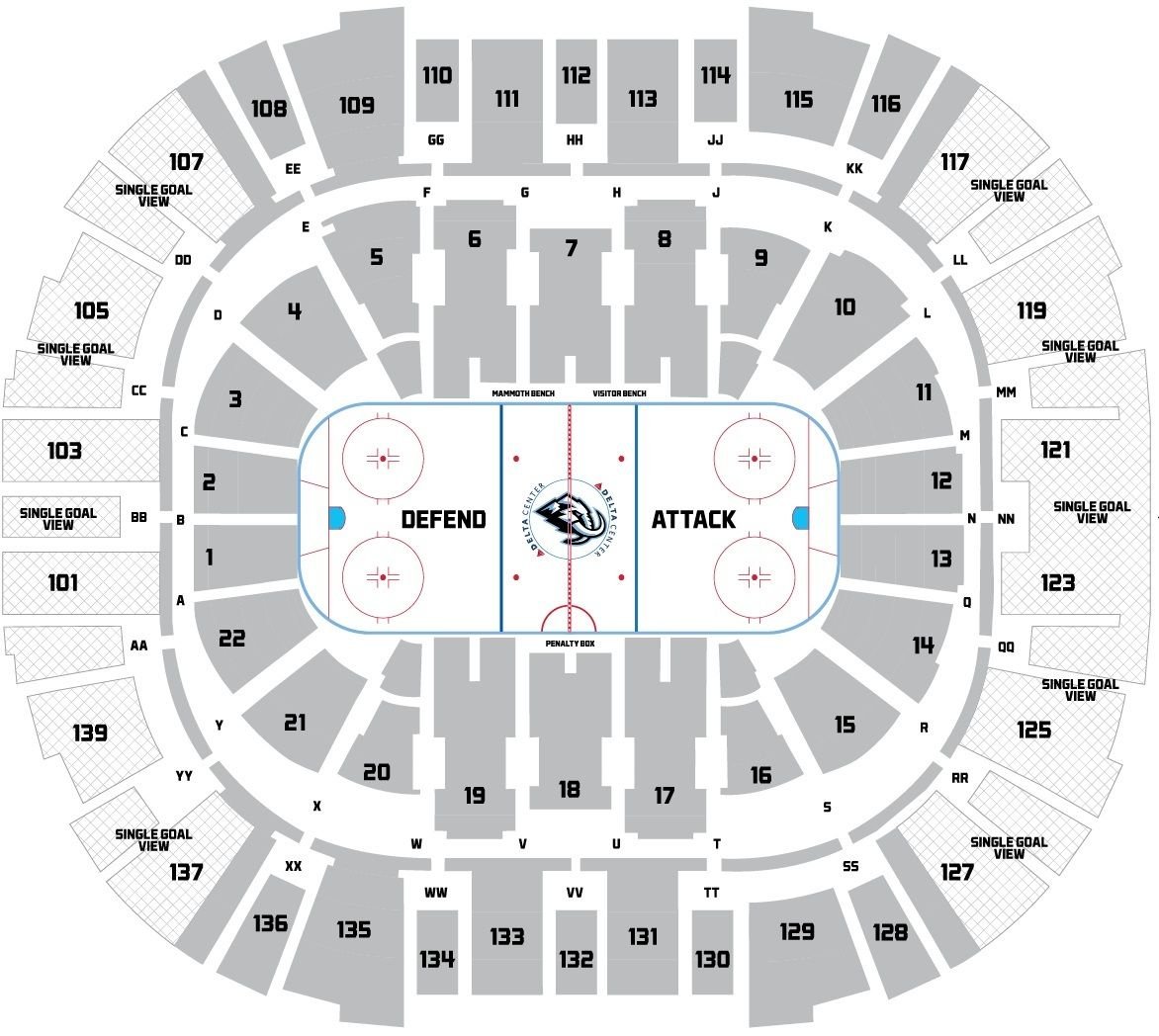 Delta Center Seating Chart for Hockey and Football