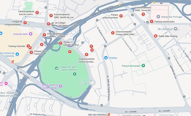 Estádio José Alvalade Parking Map