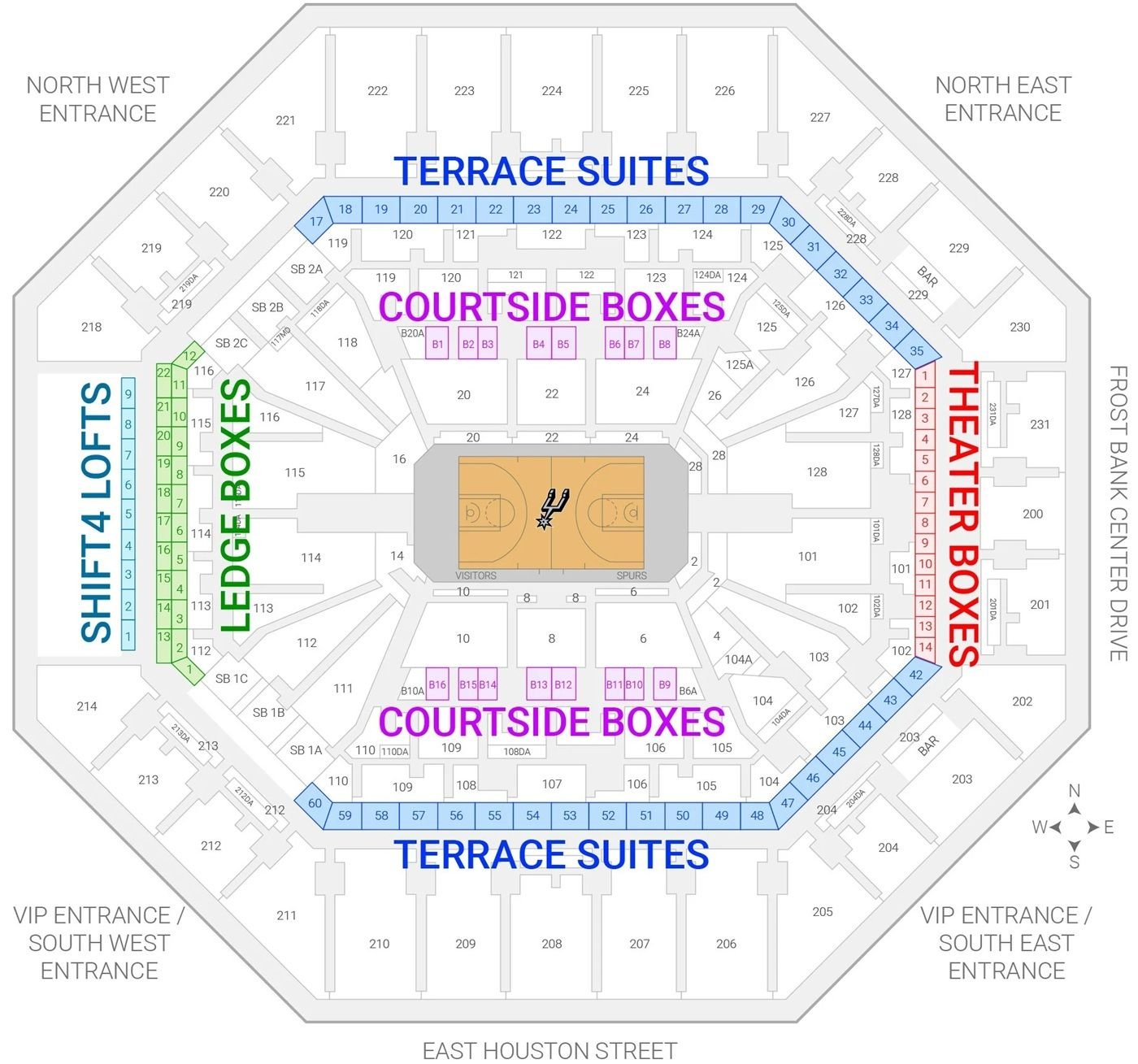 Frost Bank Center Suites and Premium Section Map