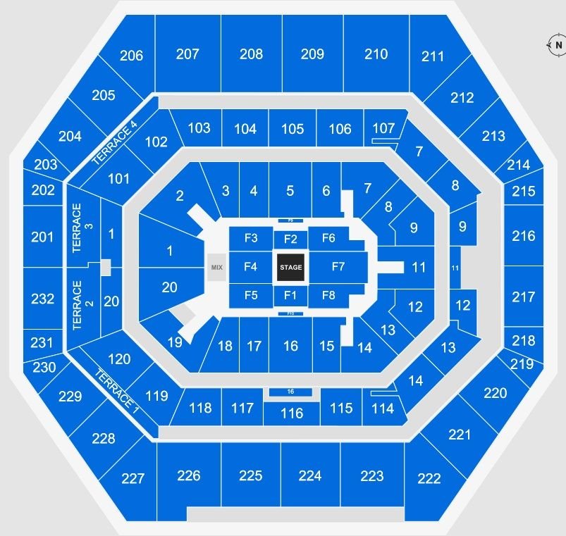 Gainbridge Fieldhouse Concert Seating Chart with Center Stage Layout