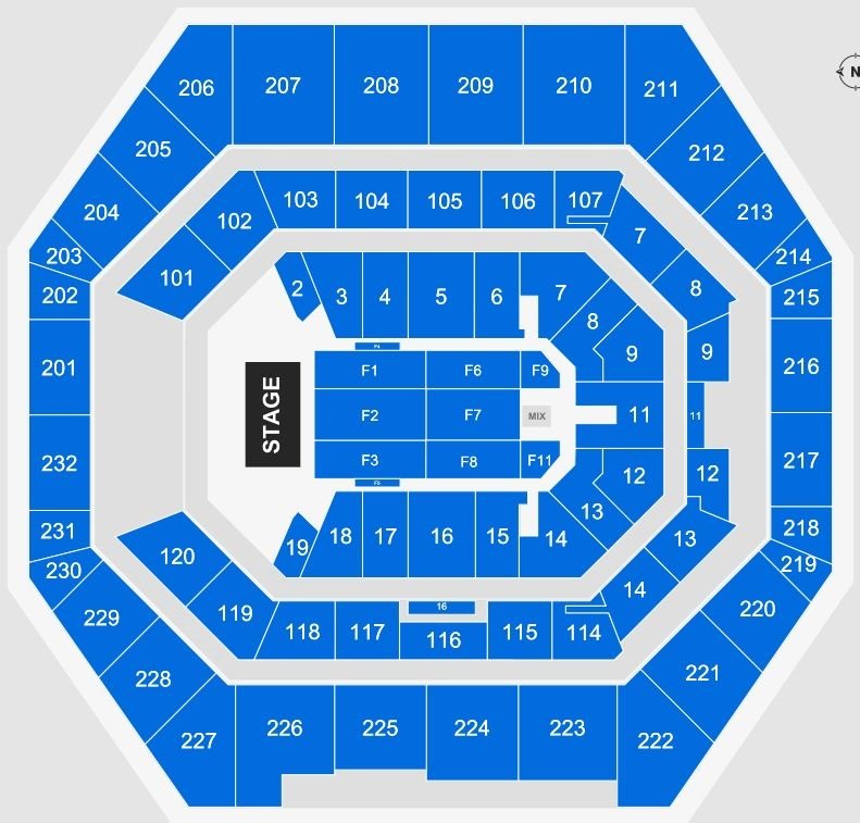 Gainbridge Fieldhouse Concert Seating Chart with End Stage Layout