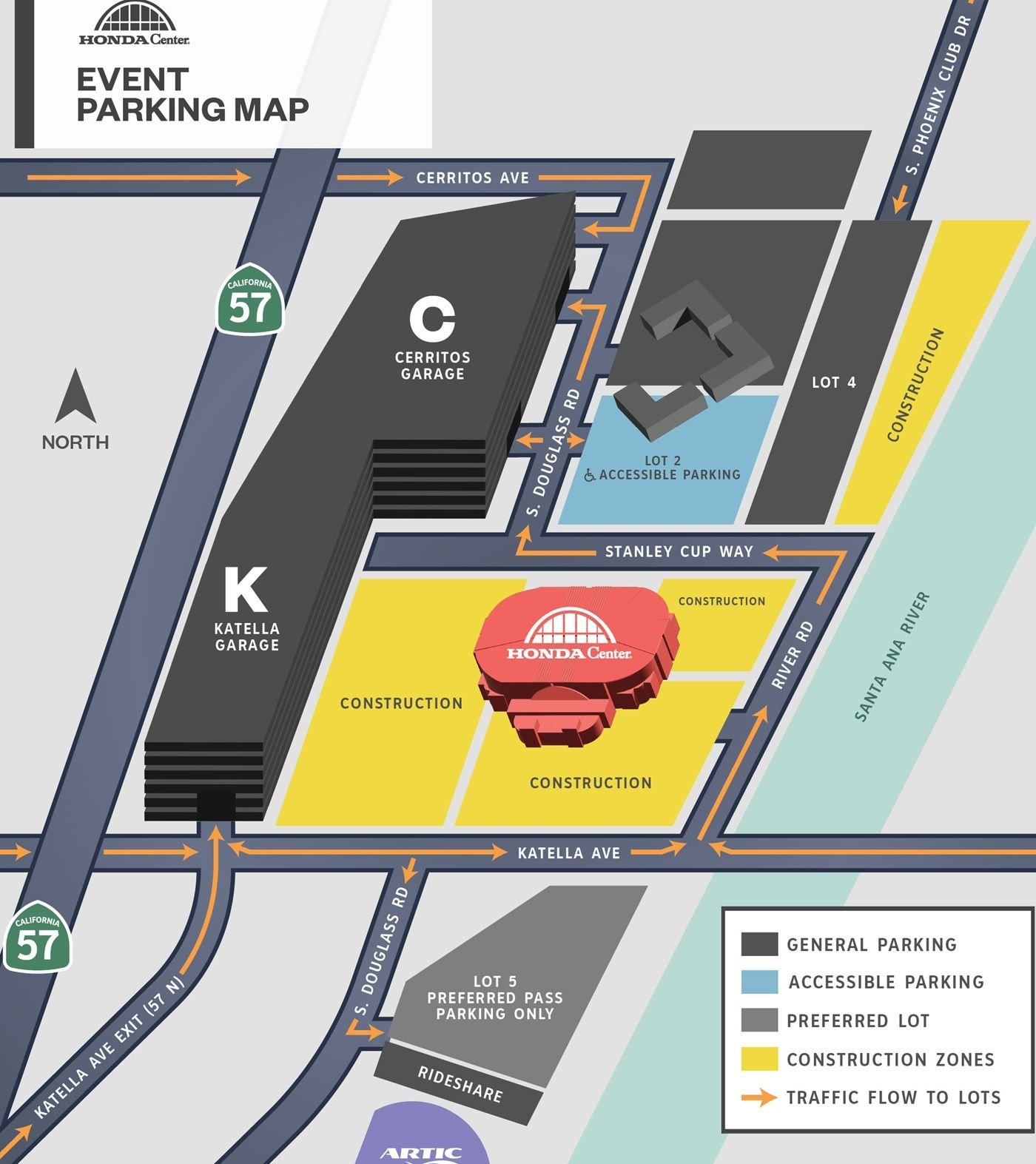 Honda Center Parking Map