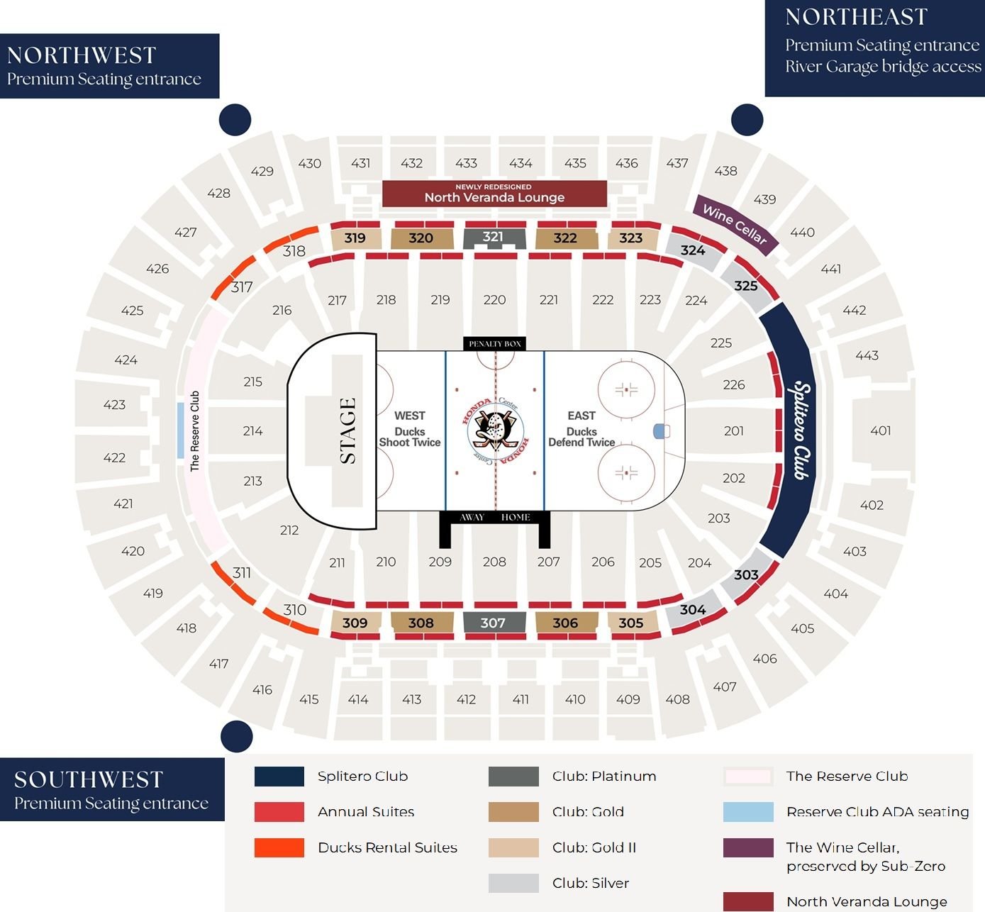 Honda Center Premium Sections