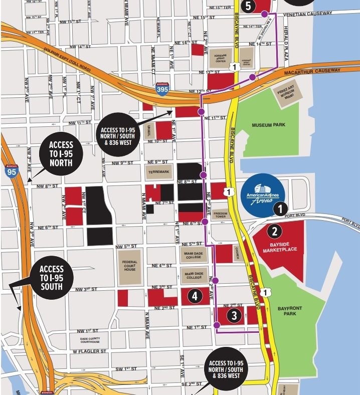 Kaseya Center Parking Map