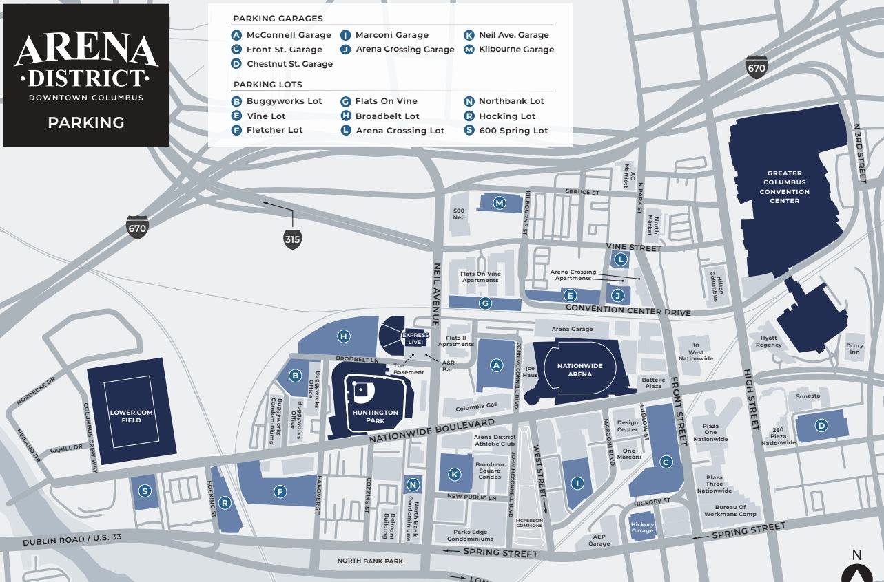 Nationwide Arena Parking Map