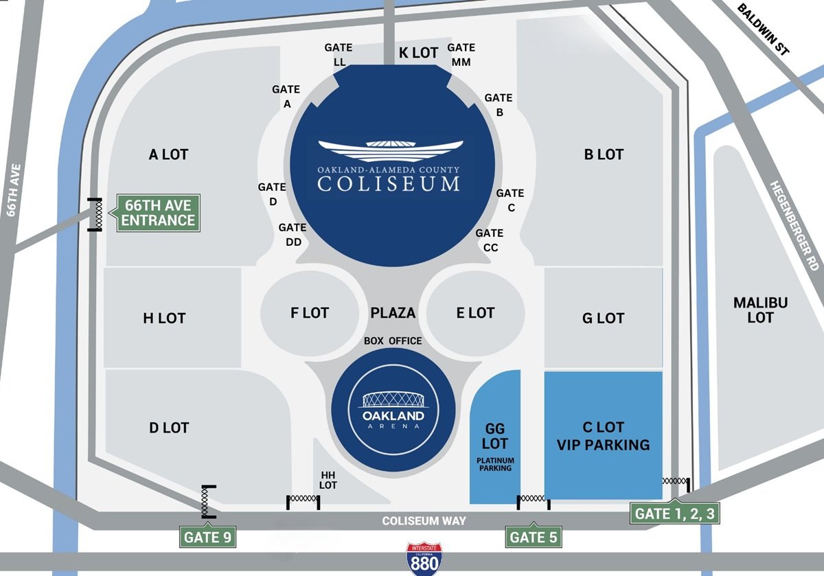 Oakland Arena Parking Map